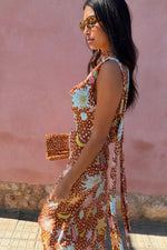 Star Print Halter Maxi Dress