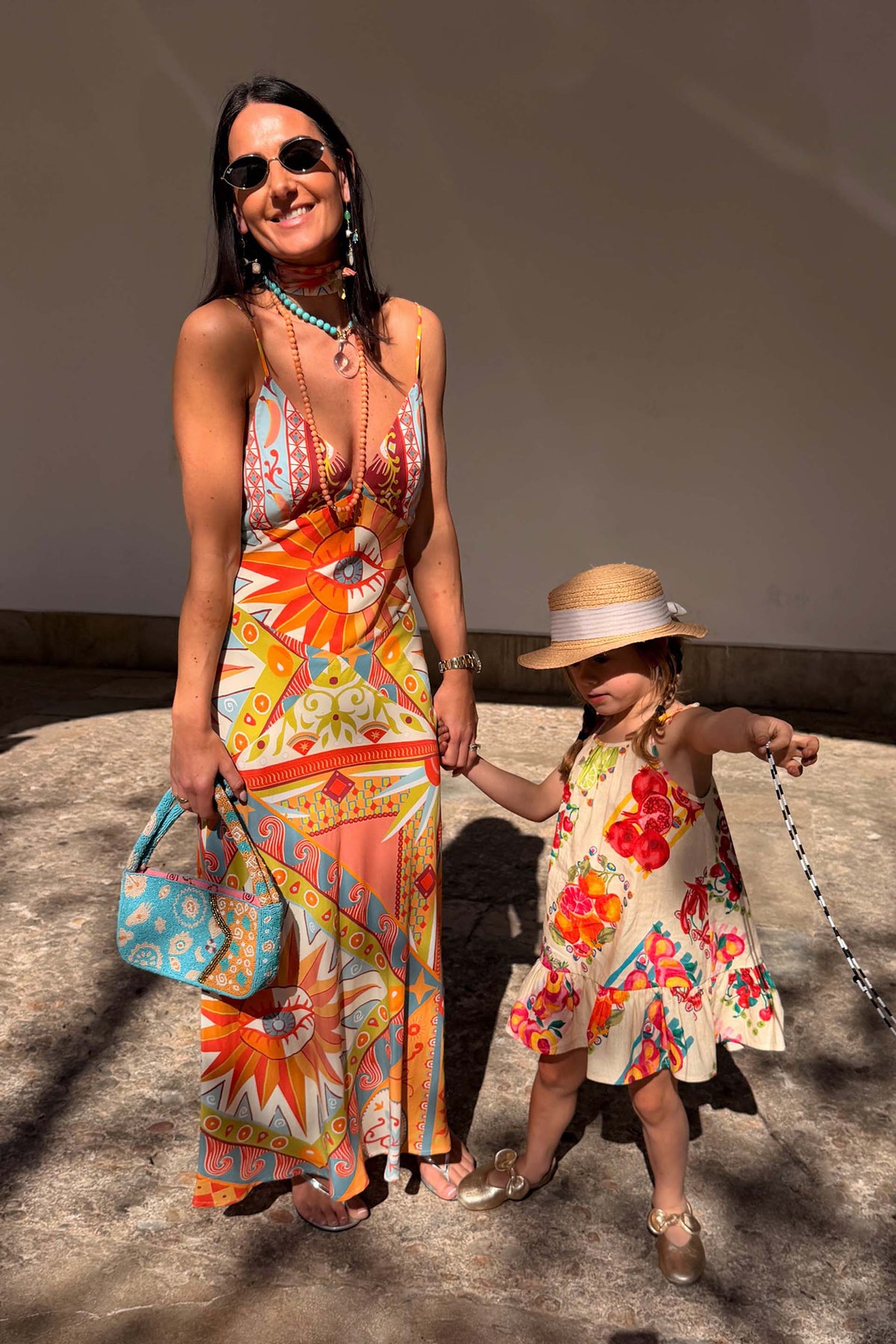 Orange Tribal Print Midi Dress