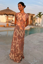 Paisley Print Drapery Back Maxi Dress