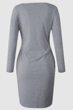 Blue Striped Belt Mini Dress