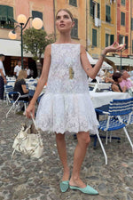 White Crochet Lace Mini Dress