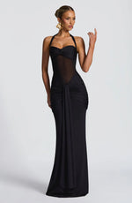 Halter Mesh Waist-Tie Maxi Dress