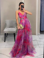 Multicolor Floral Spaghetti Strap Maxi Dress