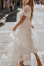 Sweet White Crochet Lace Maxi Dress