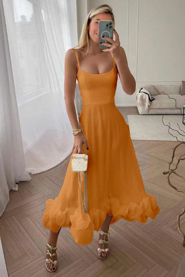 Flounced Hemline Midi Dress
