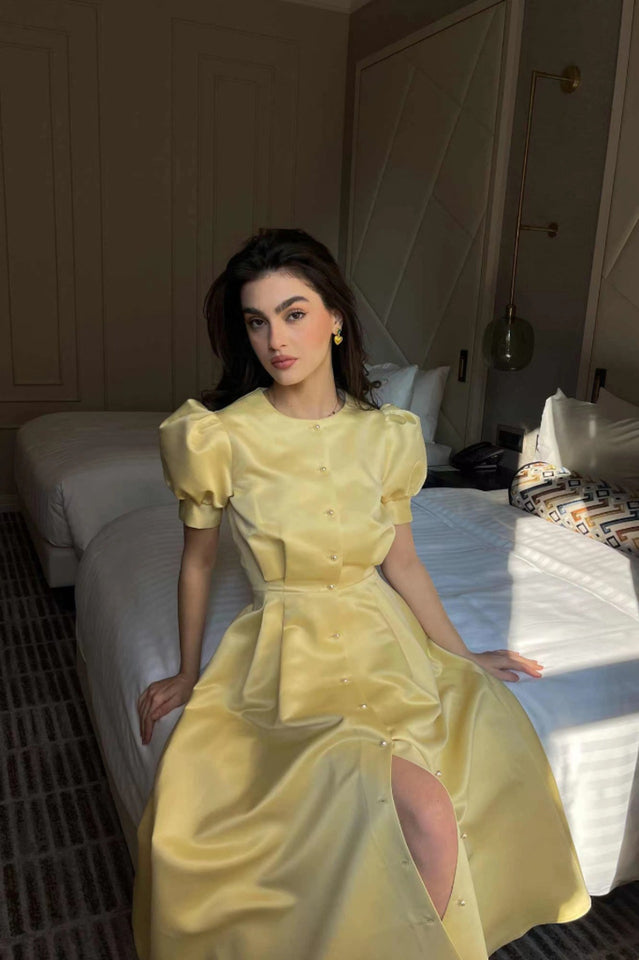 Solid Button Down Midi Dress