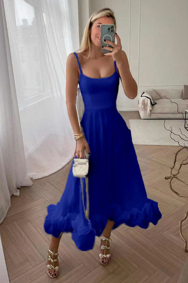Flounced Hemline Midi Dress