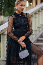 Tulle Mesh Polka Dot Maxi Dress