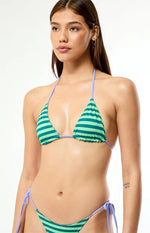 Green Striped Triangle Bikini Sets