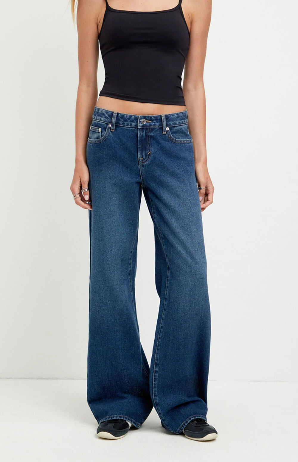 Deep Blue Wide-Leg Denim Jeans
