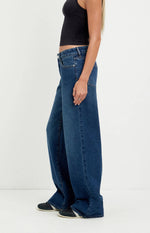 Deep Blue Wide-Leg Denim Jeans