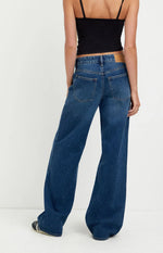 Deep Blue Wide-Leg Denim Jeans