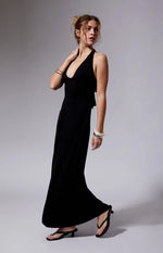 Black Halter Neck Midi Dress
