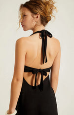 Black Halter Neck Midi Dress