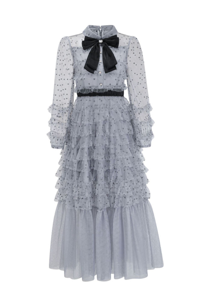 Tulle Mesh Polka Dot Maxi Dress