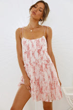 Green Floral Tiered Slip Mini Dress