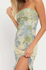 Green Floral Bandeau Maxi Dress