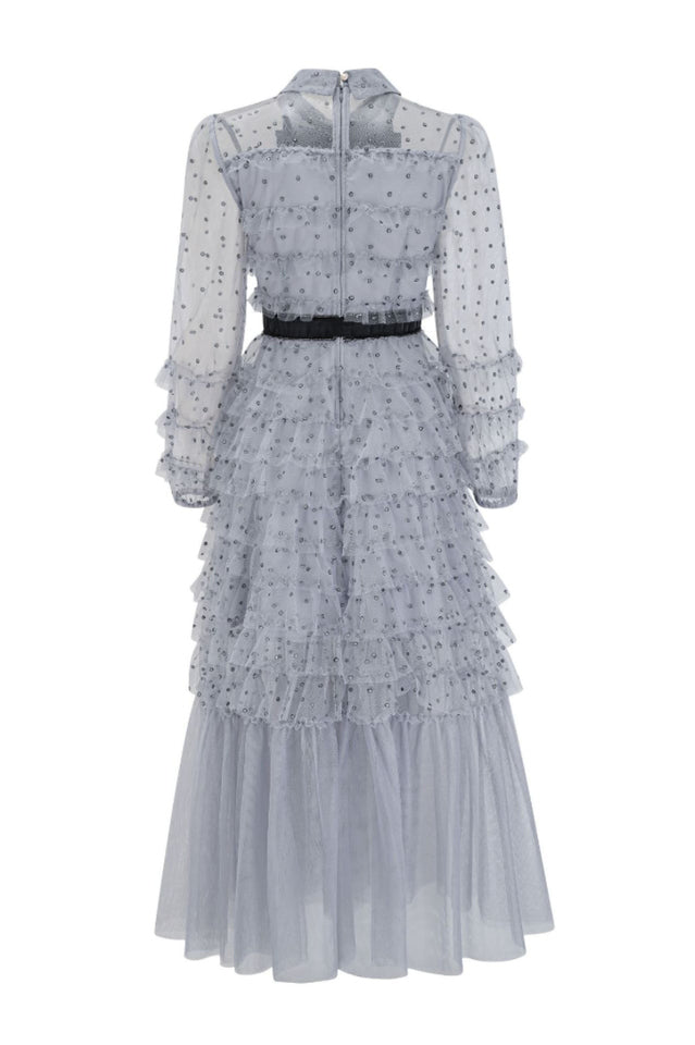 Tulle Mesh Polka Dot Maxi Dress