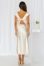 Satin Open Back Side Slit Midi Dress