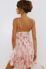 Green Floral Tiered Slip Mini Dress