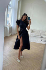 Solid Button Down Midi Dress