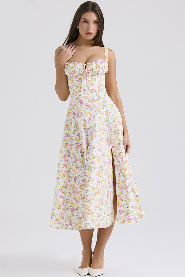 Solid Bustier Slip Midi Sundress