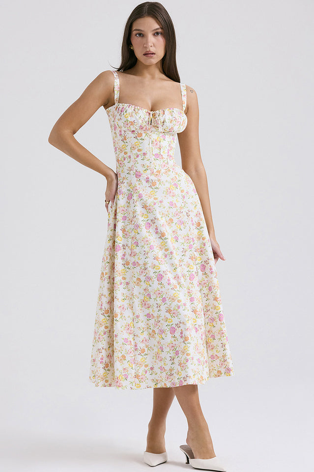 Solid Bustier Slip Midi Sundress