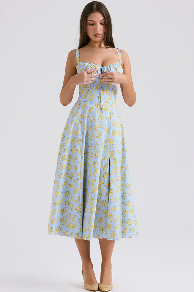 Solid Bustier Slip Midi Sundress