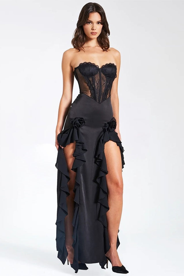 Elegant Satin Corset Maxi Dress