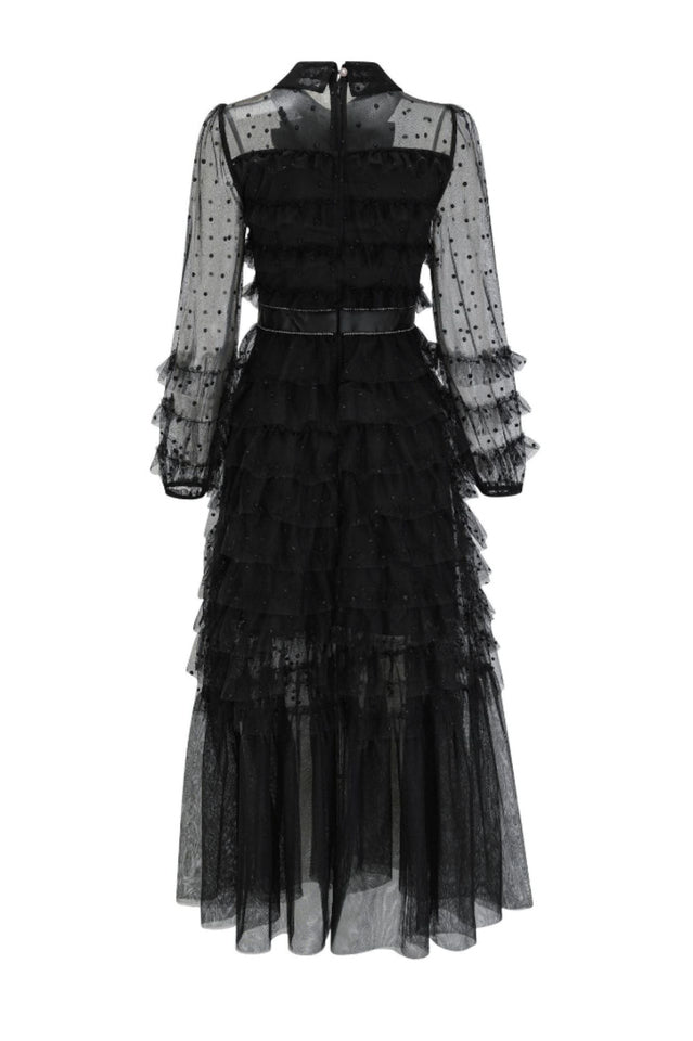 Tulle Mesh Polka Dot Maxi Dress