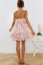 Green Floral Tiered Slip Mini Dress