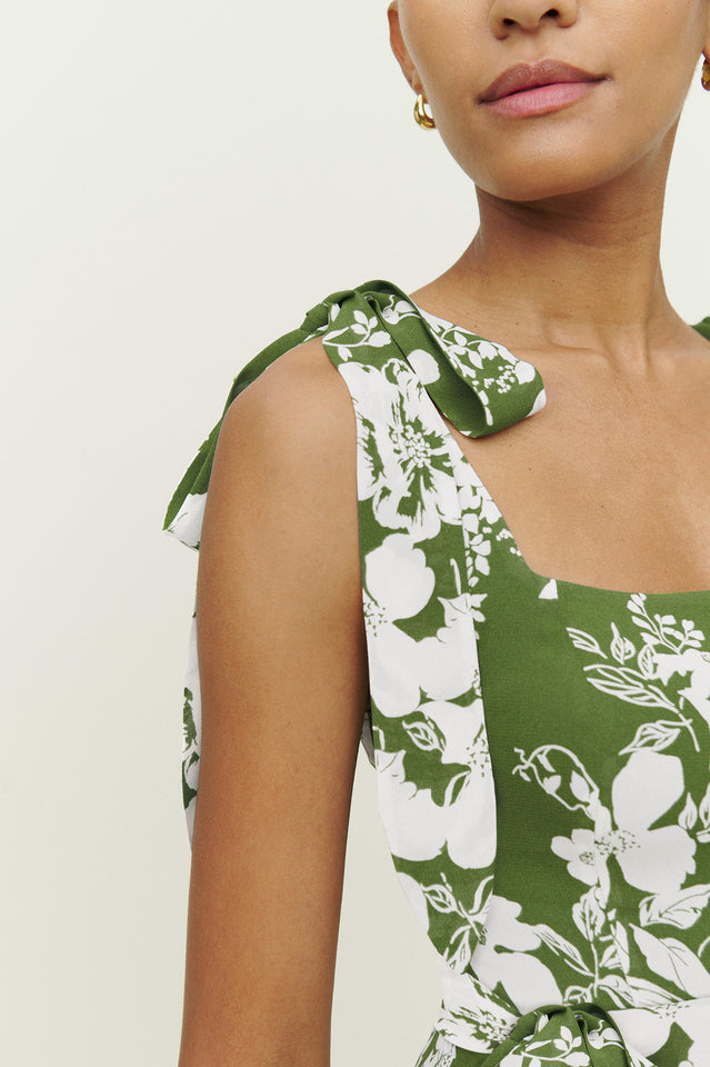 Spring Floral Sleeveless Midi Dress