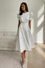 Solid Button Down Midi Dress