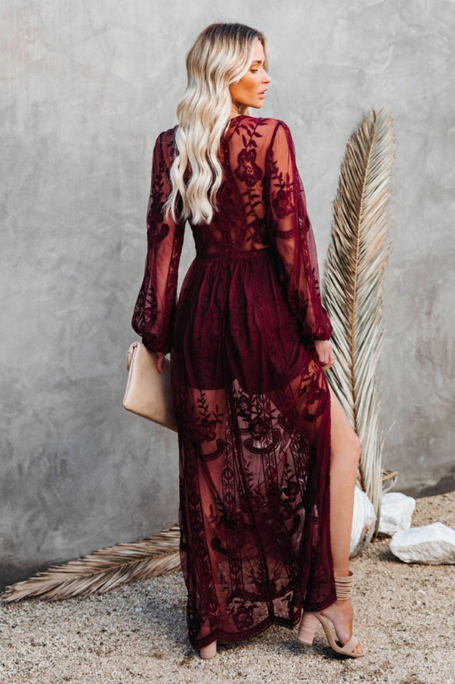 Boho Lace Long Sleeves Maxi Dress