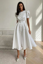 Solid Button Down Midi Dress