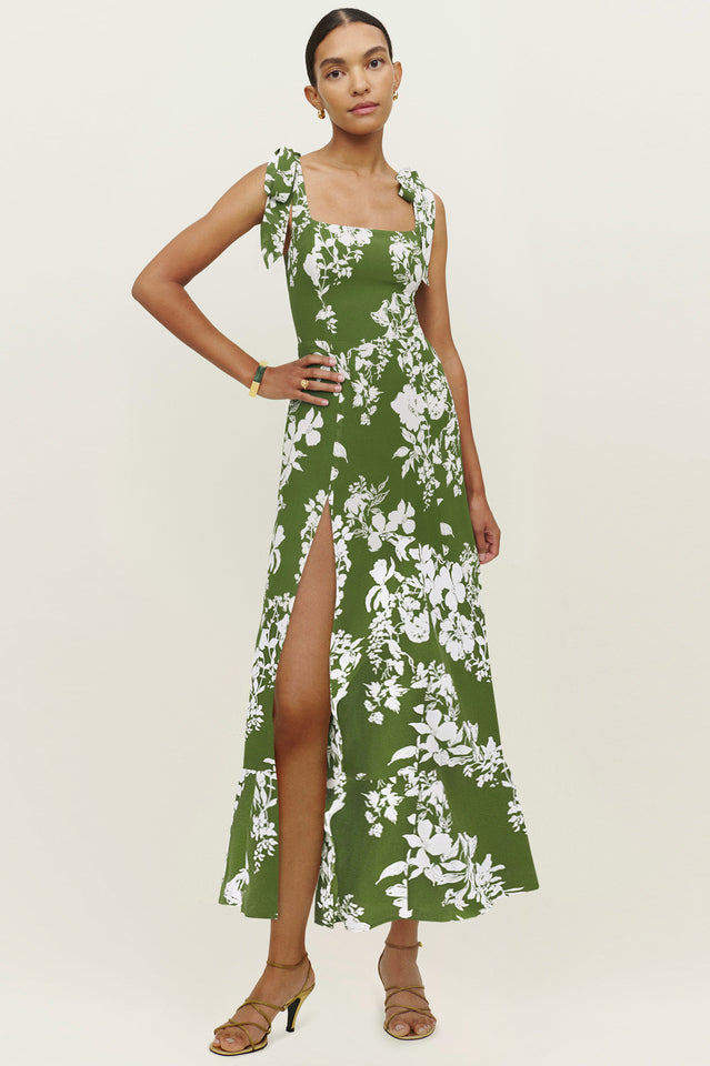 Spring Floral Sleeveless Midi Dress