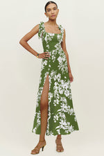 Spring Floral Sleeveless Midi Dress