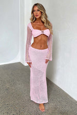 Crochet Knit Top and Maxi Skirt Matching Set