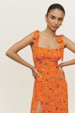 Spring Floral Sleeveless Midi Dress
