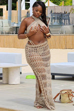 Crochet Knit Bralette and Skirt Set