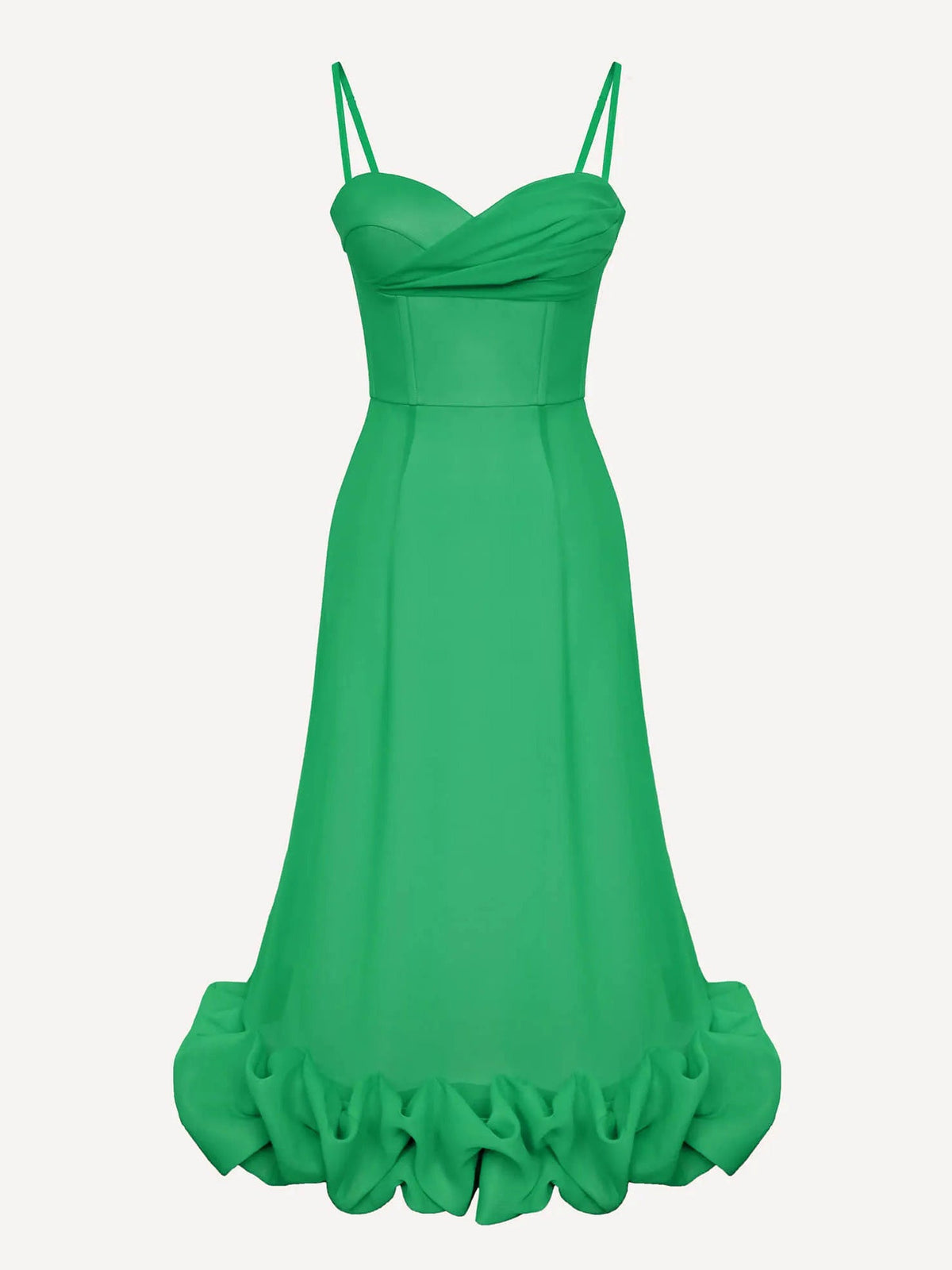 Elegant Ruffled Edge Slip Midi Dress