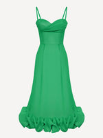 Elegant Ruffled Edge Slip Midi Dress