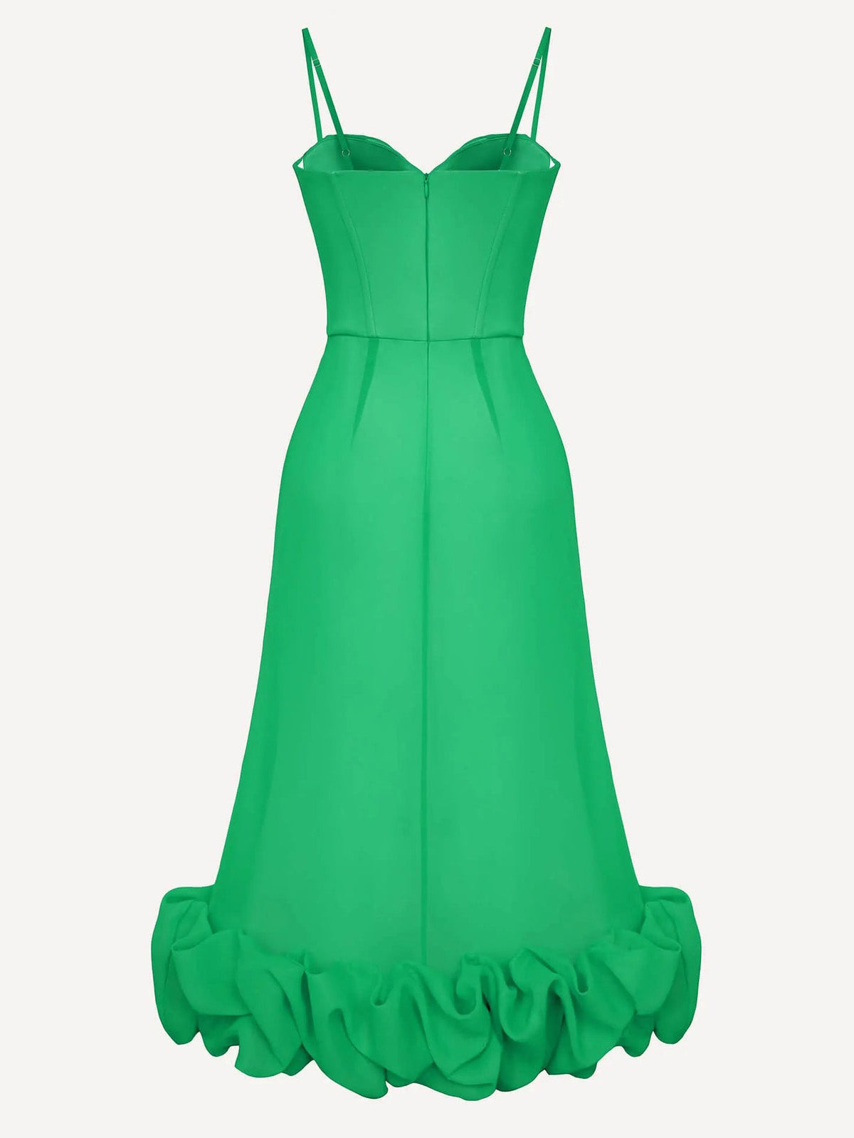 Elegant Ruffled Edge Slip Midi Dress