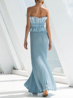 Elegant Pleated Strapless Maxi Dress