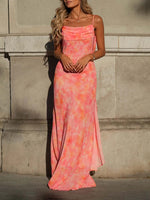 Pink Watercolor Print Maxi Dress