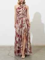 Elegant One-Shoulder Chiffon Maxi Dress