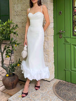 Elegant Ruffled Edge Slip Midi Dress