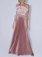 Elegant Pleated Strapless Maxi Dress