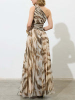 Elegant One-Shoulder Chiffon Maxi Dress