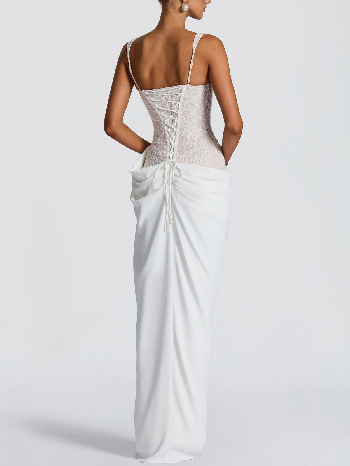 White Lace Corset Sleeveless Maxi Dress
